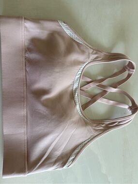 Zyia Light Pink Strappy Sports Bra with Crisscross Back